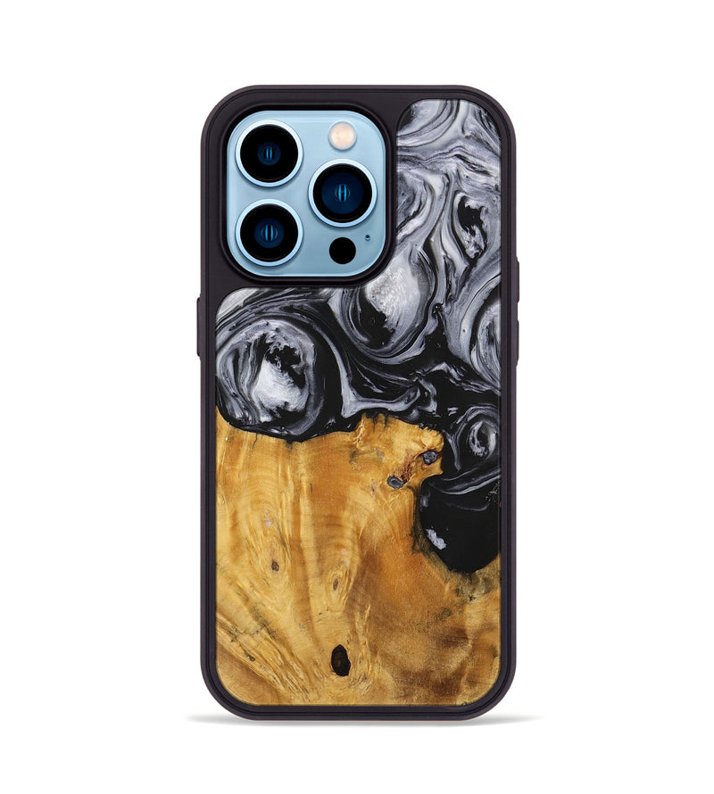 iPhone 14 Pro Wood+Resin Phone Case - Sydney (Black & White, 703183)
