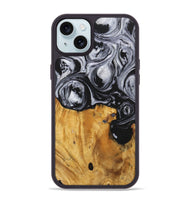 iPhone 15 Plus Wood+Resin Phone Case - Sydney (Black & White, 703183)