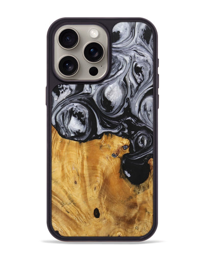 iPhone 15 Pro Max Wood+Resin Phone Case - Sydney (Black & White, 703183)