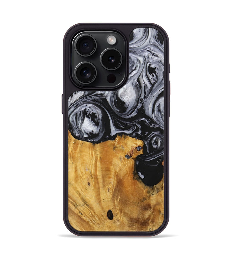 iPhone 15 Pro Wood+Resin Phone Case - Sydney (Black & White, 703183)