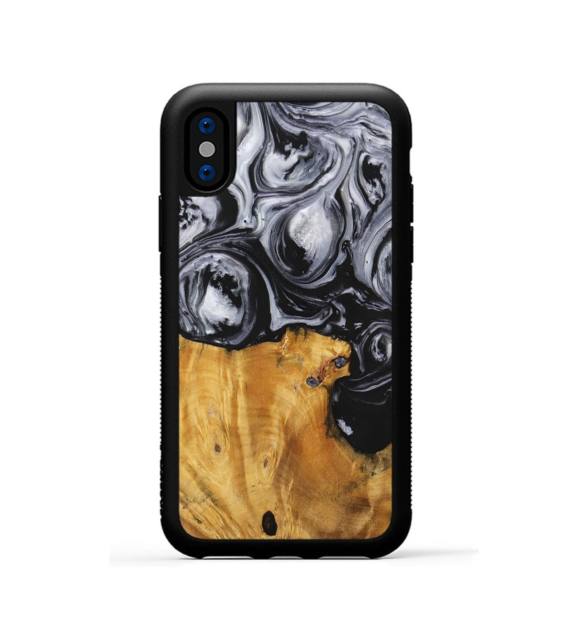iPhone Xs Wood+Resin Phone Case - Sydney (Black & White, 703183)