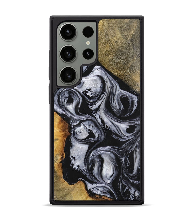 Galaxy S24 Ultra Wood+Resin Phone Case - Saylor (Black & White, 703185)