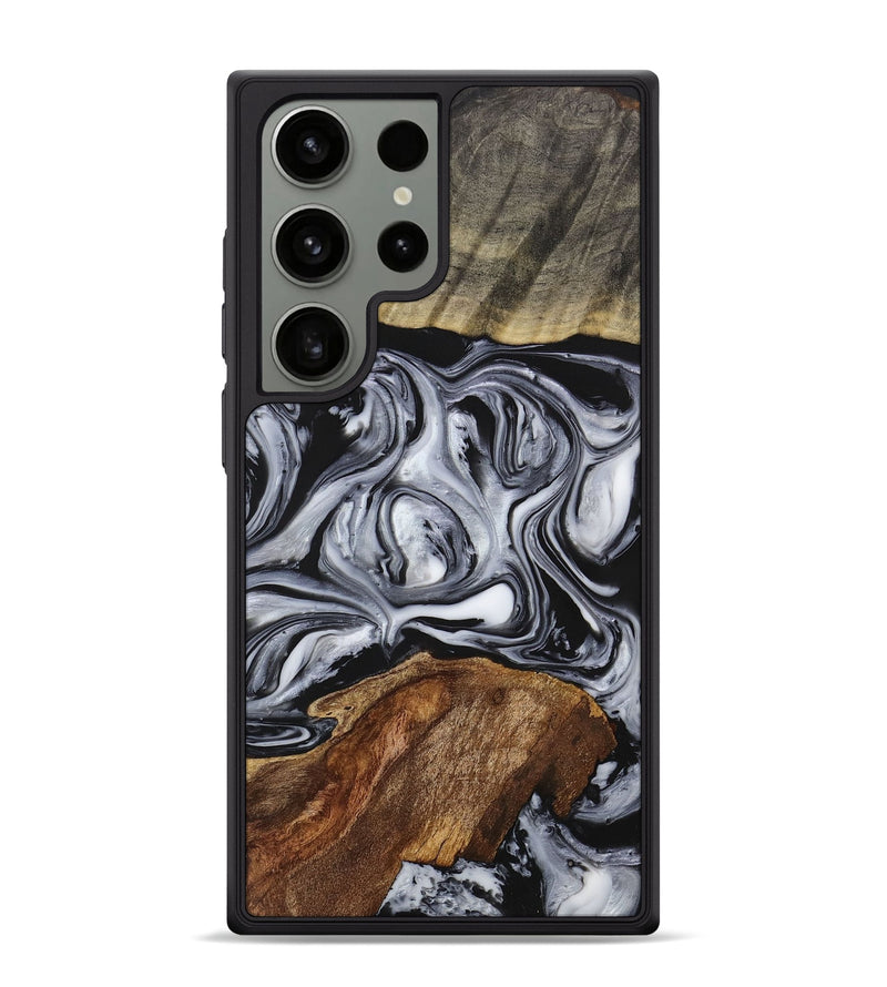 Galaxy S24 Ultra Wood+Resin Phone Case - Caylee (Black & White, 703187)