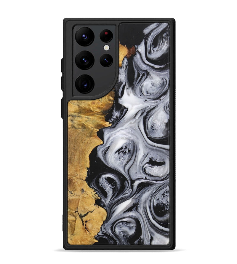Galaxy S22 Ultra Wood+Resin Phone Case - Everett (Black & White, 703188)