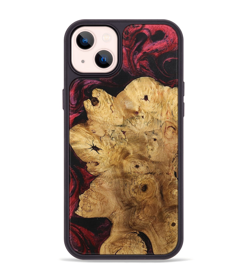 iPhone 14 Plus Wood+Resin Phone Case - Shanice (Red, 703191)