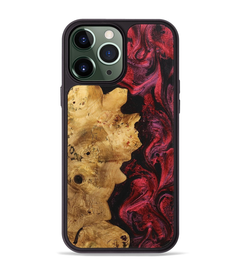 iPhone 13 Pro Max Wood+Resin Phone Case - Laurel (Red, 703192)