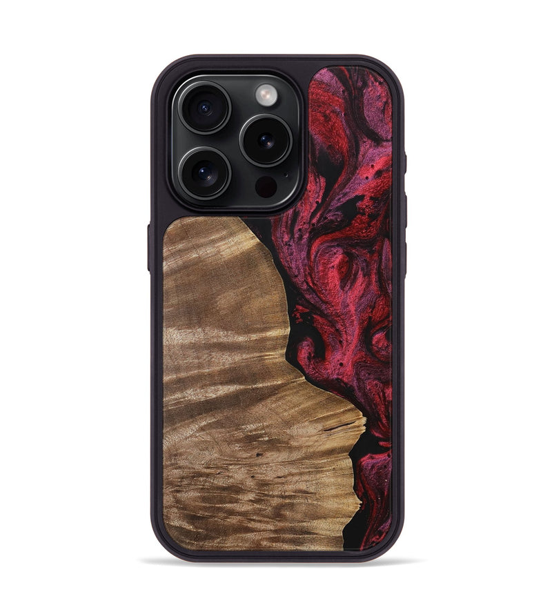 iPhone 15 Pro Wood+Resin Phone Case - Aylin (Red, 703194)