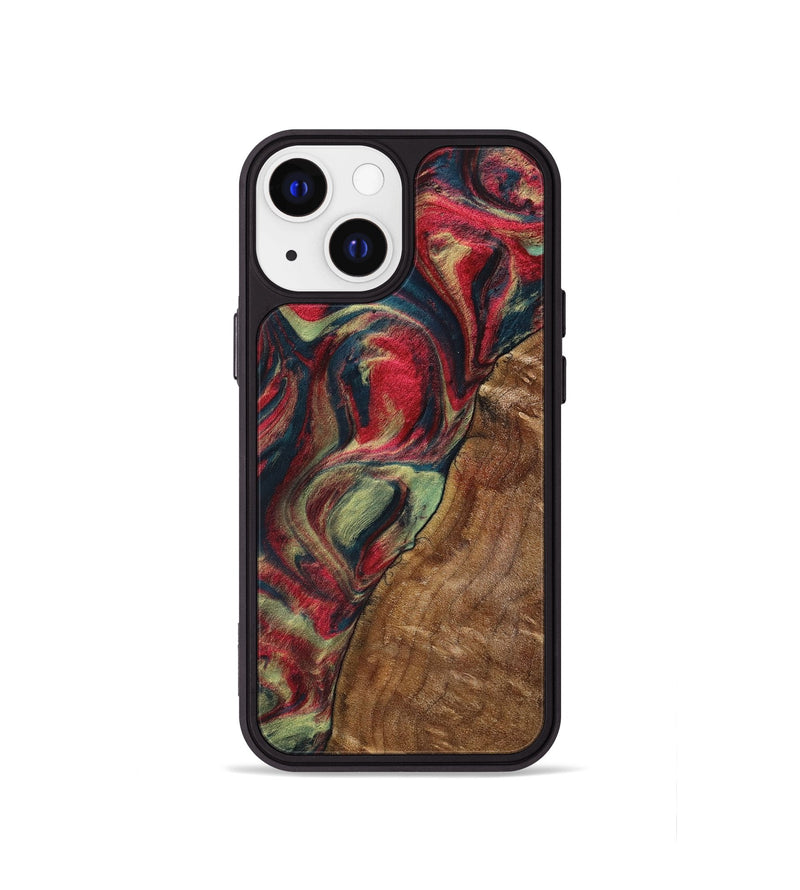iPhone 13 mini Wood+Resin Phone Case - Waylon (Red, 703196)
