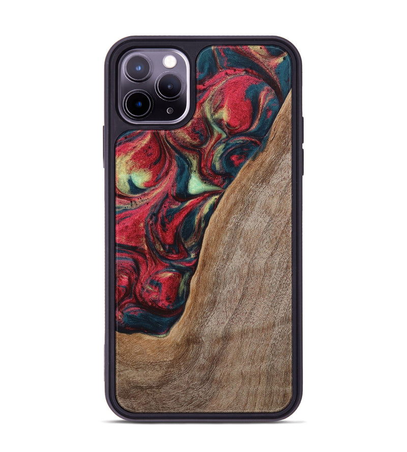 iPhone 11 Pro Max Wood+Resin Phone Case - Carolyn (Red, 703197)