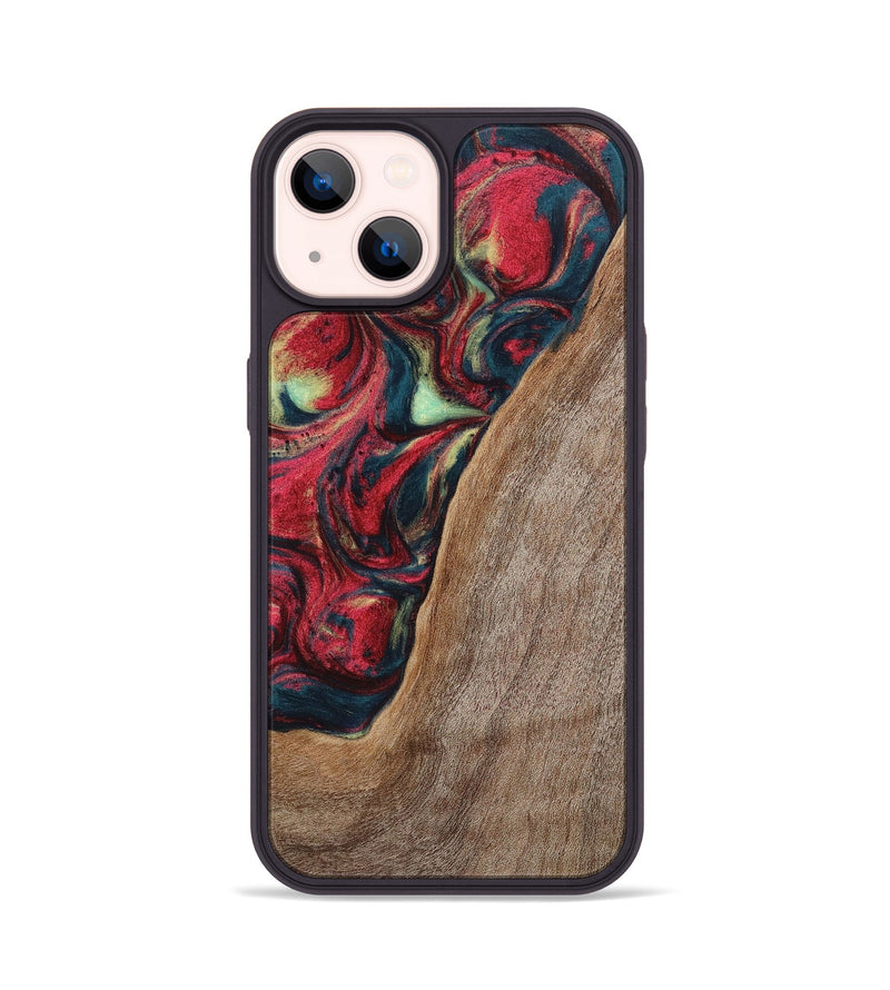 iPhone 14 Wood+Resin Phone Case - Carolyn (Red, 703197)