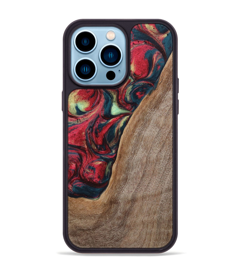 iPhone 14 Pro Max Wood+Resin Phone Case - Carolyn (Red, 703197)