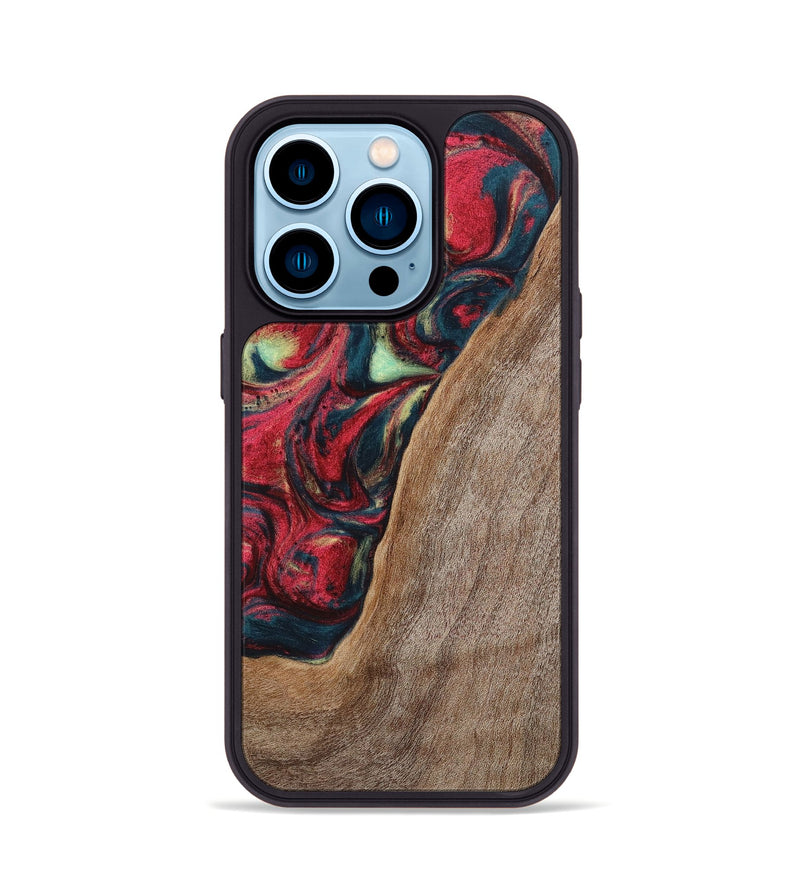 iPhone 14 Pro Wood+Resin Phone Case - Carolyn (Red, 703197)