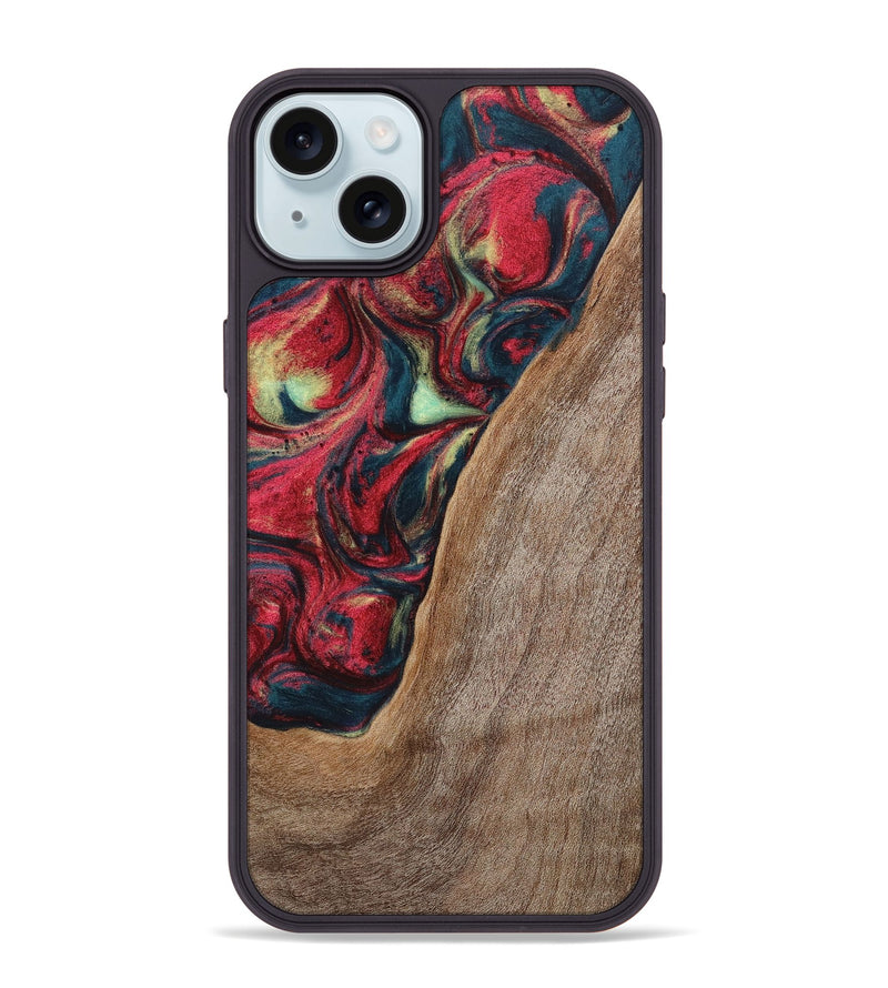 iPhone 15 Plus Wood+Resin Phone Case - Carolyn (Red, 703197)