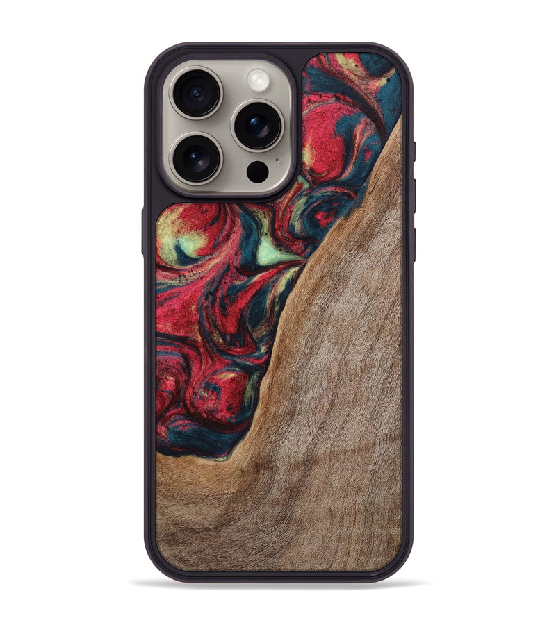 iPhone 15 Pro Max Wood+Resin Phone Case - Carolyn (Red, 703197)