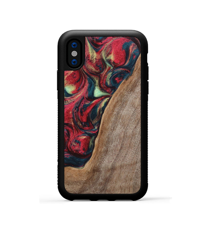 iPhone Xs Wood+Resin Phone Case - Carolyn (Red, 703197)