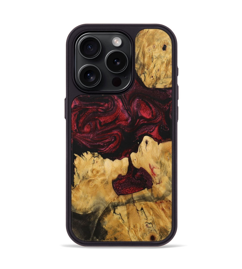 iPhone 15 Pro Wood+Resin Phone Case - Gail (Red, 703202)