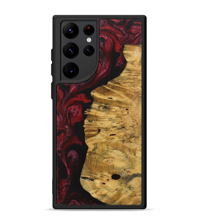 Galaxy S22 Ultra Wood+Resin Phone Case - Tamika (Red, 703203)