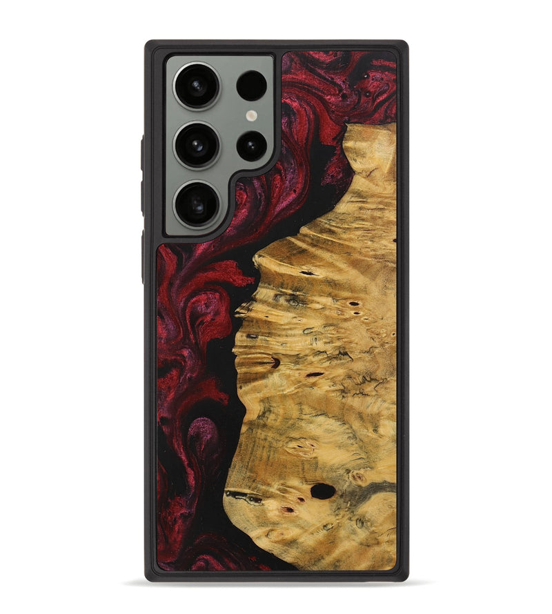 Galaxy S23 Ultra Wood+Resin Phone Case - Tamika (Red, 703203)