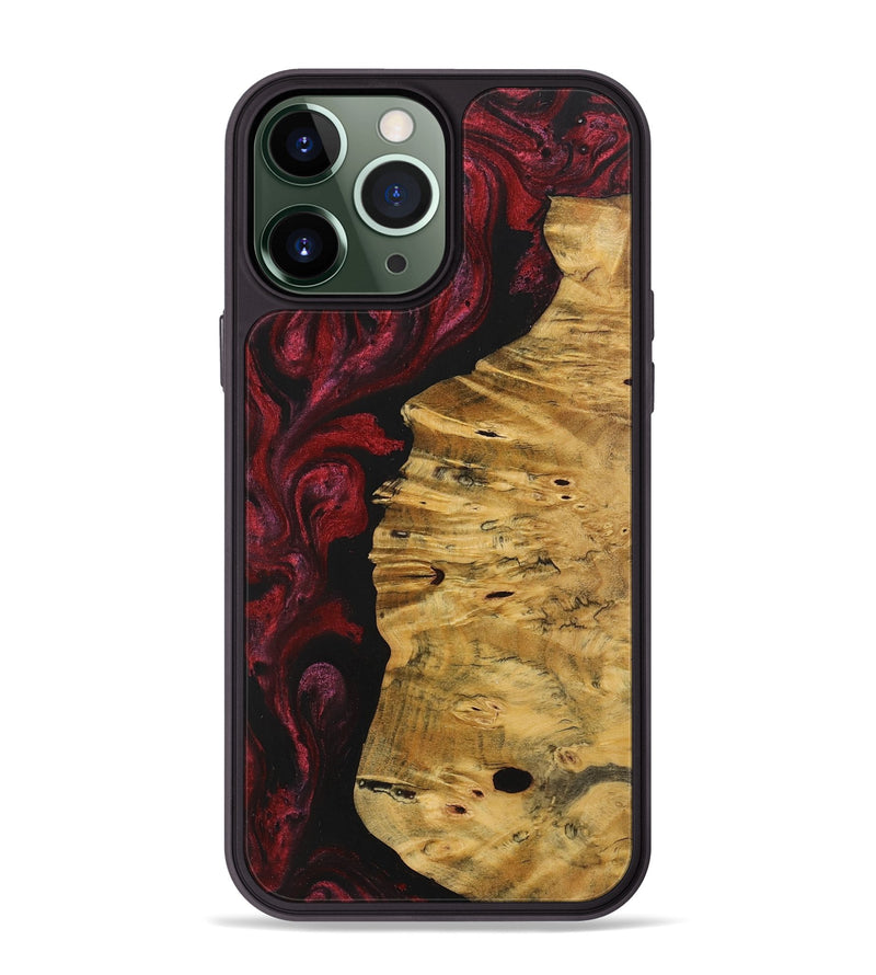 iPhone 13 Pro Max Wood+Resin Phone Case - Tamika (Red, 703203)