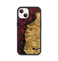 iPhone 14 Wood+Resin Phone Case - Tamika (Red, 703203)