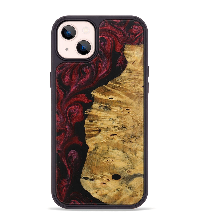 iPhone 14 Plus Wood+Resin Phone Case - Tamika (Red, 703203)
