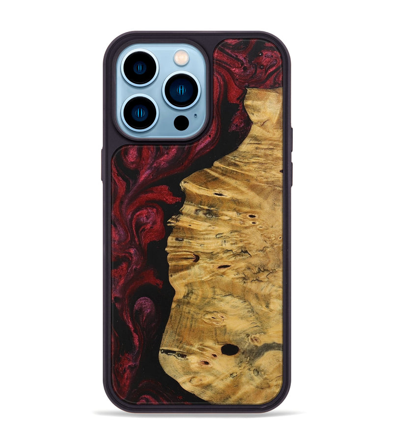iPhone 14 Pro Max Wood+Resin Phone Case - Tamika (Red, 703203)