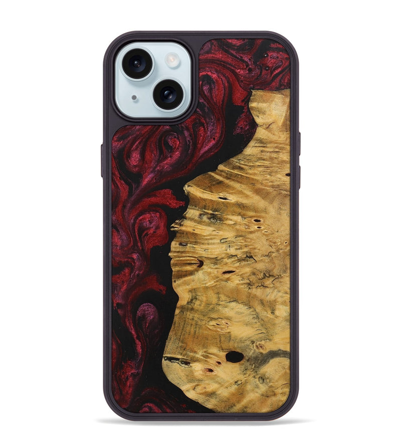 iPhone 15 Plus Wood+Resin Phone Case - Tamika (Red, 703203)