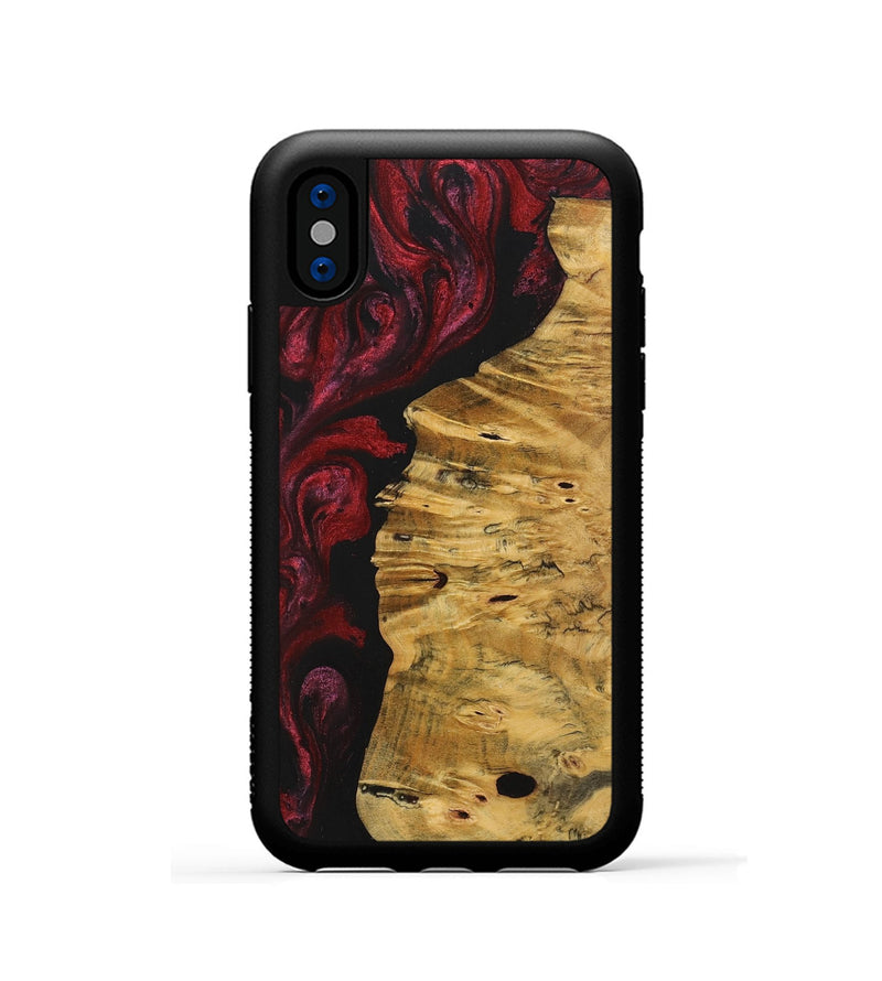 iPhone Xs Wood+Resin Phone Case - Tamika (Red, 703203)