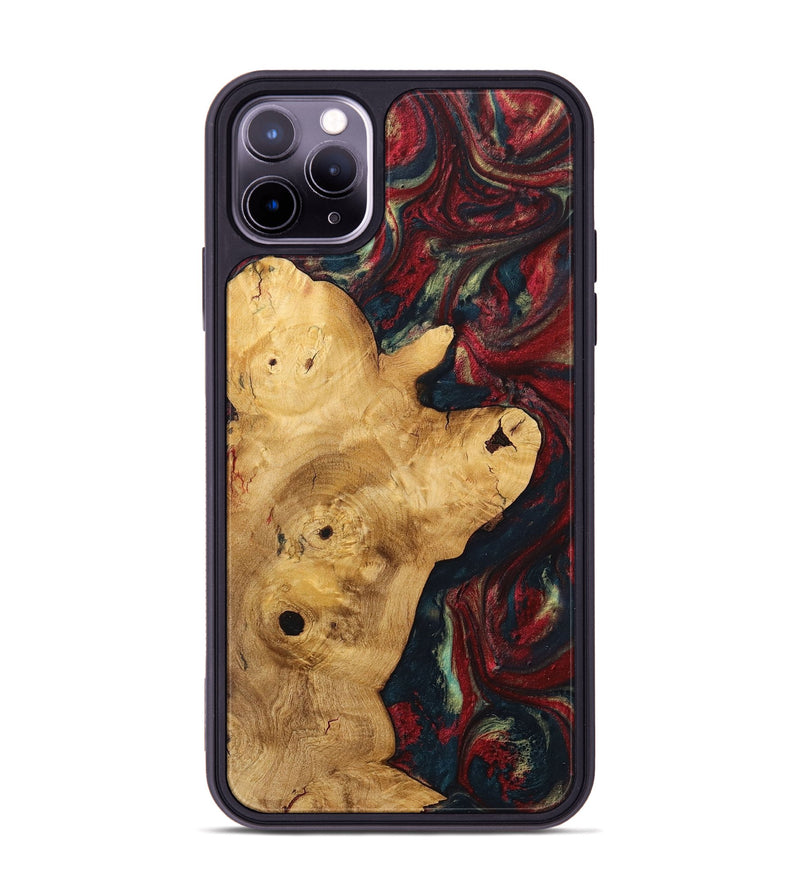 iPhone 11 Pro Max Wood+Resin Phone Case - Keegan (Red, 703206)