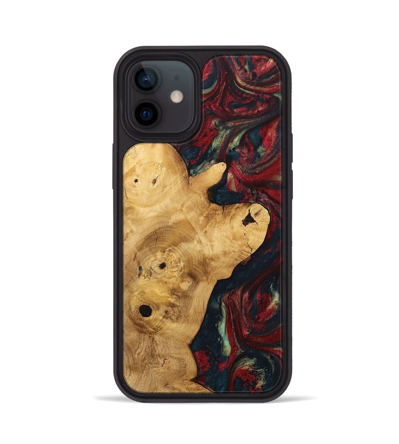 iPhone 12 Wood+Resin Phone Case - Keegan (Red, 703206)