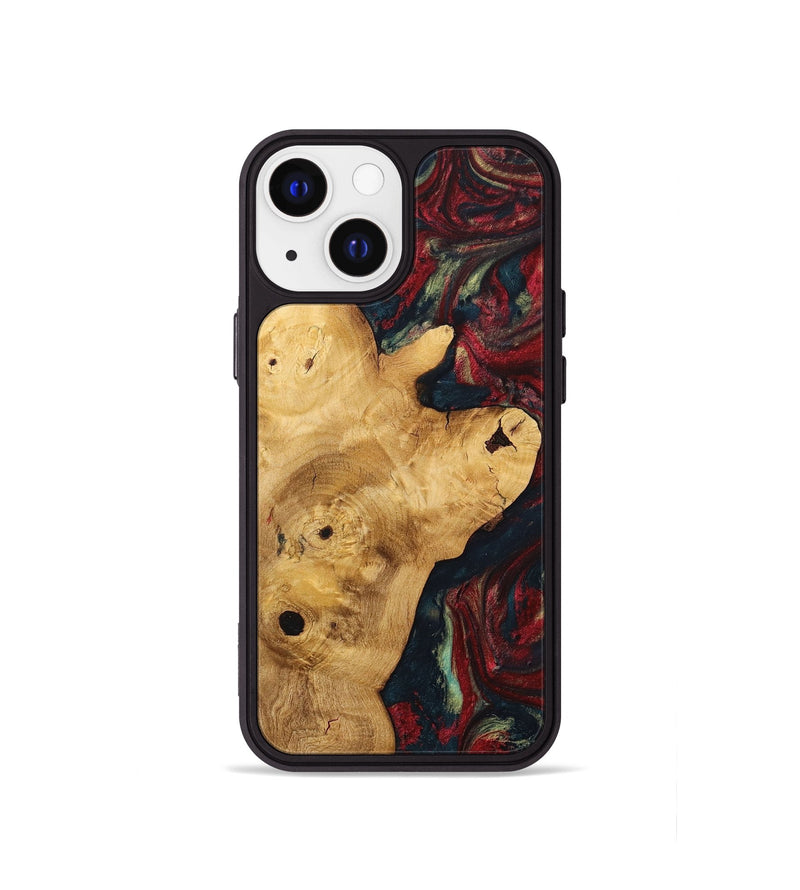 iPhone 13 mini Wood+Resin Phone Case - Keegan (Red, 703206)