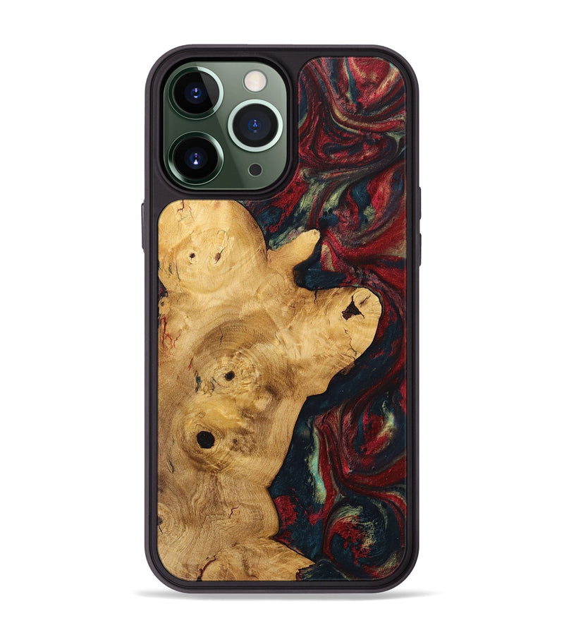 iPhone 13 Pro Max Wood+Resin Phone Case - Keegan (Red, 703206)