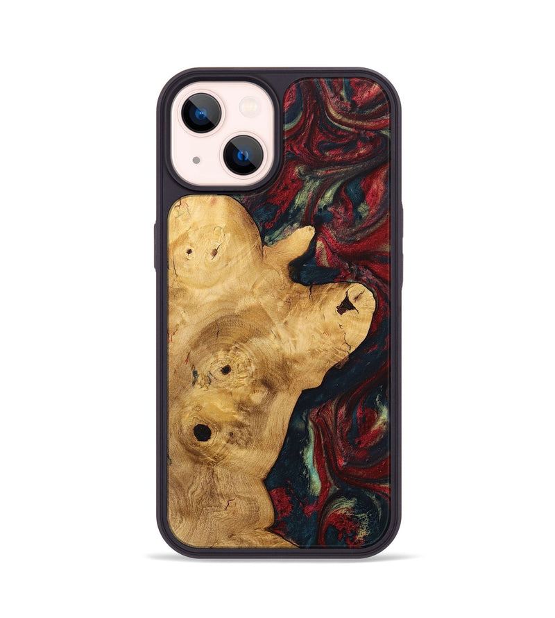 iPhone 14 Wood+Resin Phone Case - Keegan (Red, 703206)