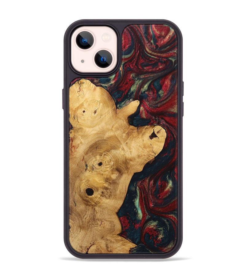 iPhone 14 Plus Wood+Resin Phone Case - Keegan (Red, 703206)
