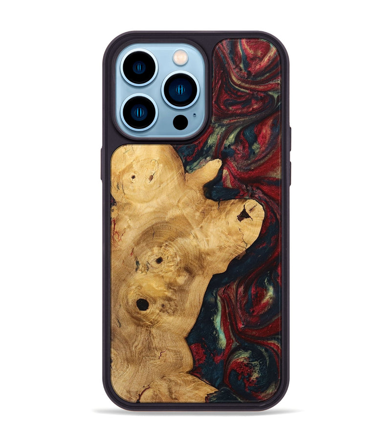 iPhone 14 Pro Max Wood+Resin Phone Case - Keegan (Red, 703206)