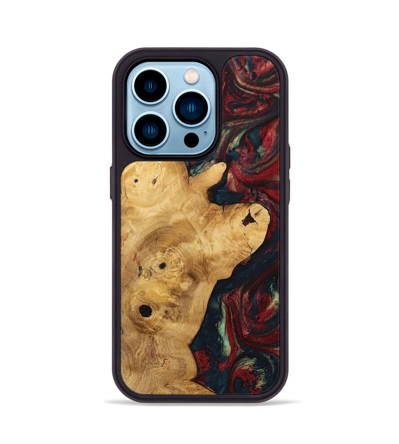 iPhone 14 Pro Wood+Resin Phone Case - Keegan (Red, 703206)