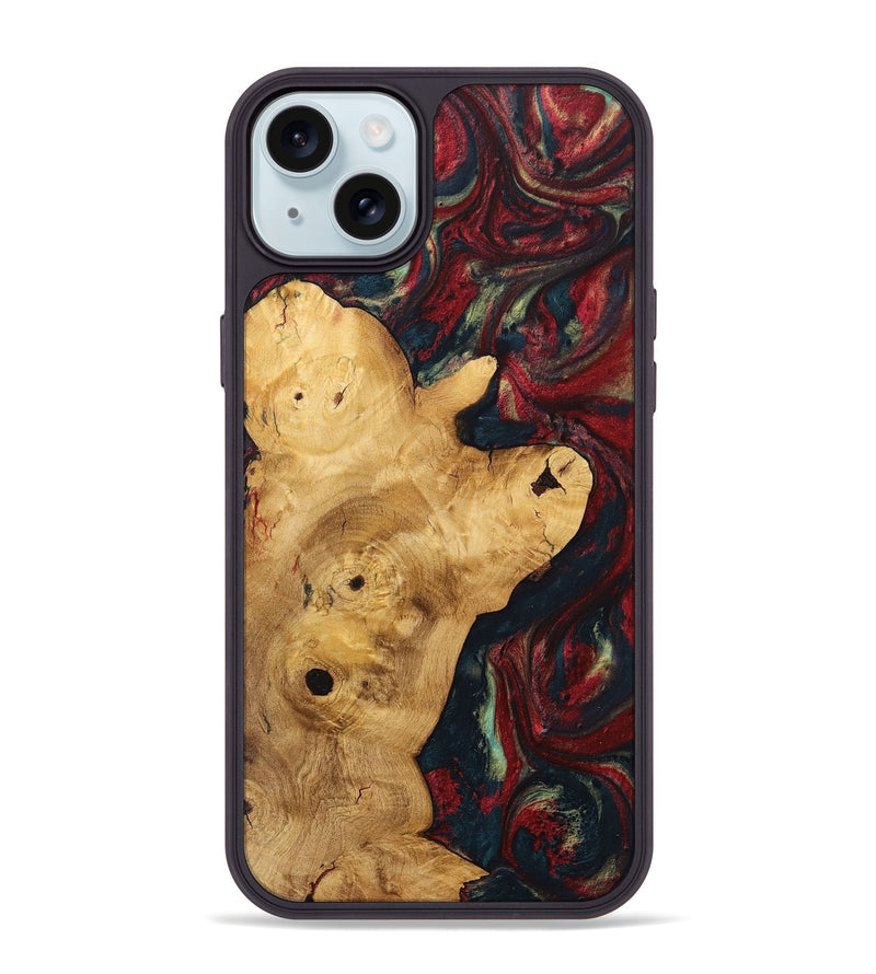 iPhone 15 Plus Wood+Resin Phone Case - Keegan (Red, 703206)