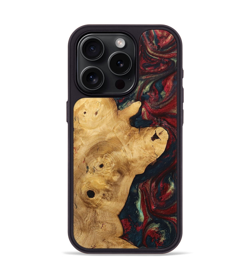 iPhone 15 Pro Wood+Resin Phone Case - Keegan (Red, 703206)