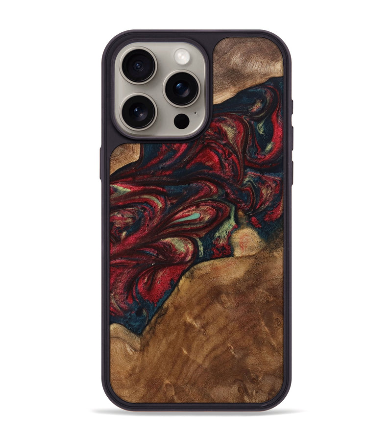 iPhone 15 Pro Max Wood+Resin Phone Case - Juniper (Red, 703208)