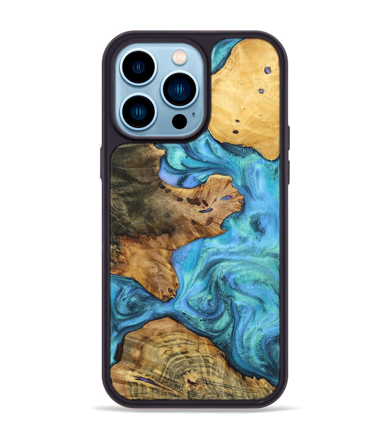 iPhone 14 Pro Max Wood+Resin Phone Case - Mario (Mosaic, 703216)
