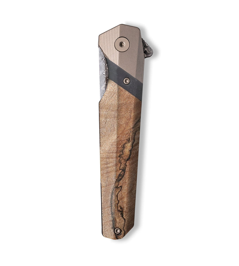 Live Edge Wood+Resin Pocket Knife - Celia (Wood Burl, 703241)