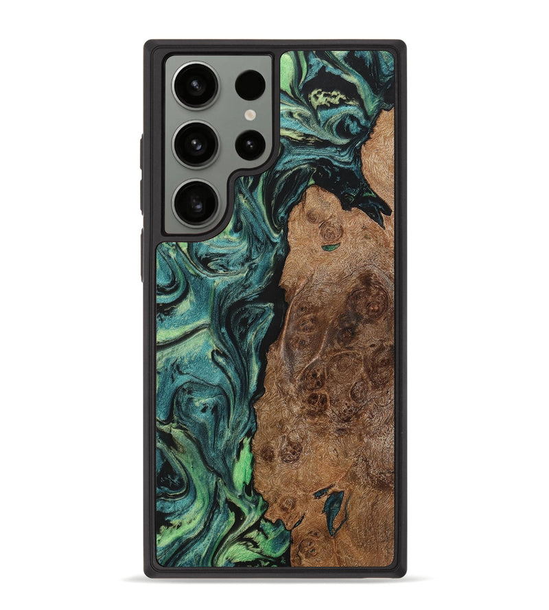 Galaxy S23 Ultra Wood+Resin Phone Case - Romeo (Green, 703352)
