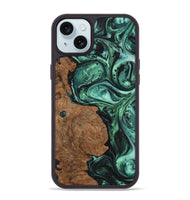 iPhone 15 Plus Wood+Resin Phone Case - Isla (Green, 703360)