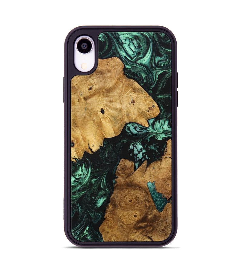 iPhone Xr Wood+Resin Phone Case - Marlee (Green, 703365)