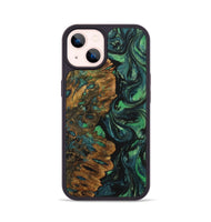 iPhone 14 Wood+Resin Phone Case - Asia (Green, 703368)