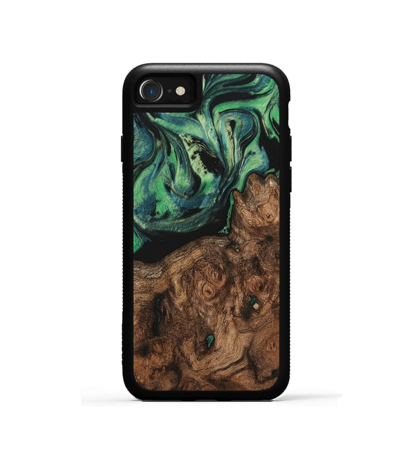 iPhone SE Wood+Resin Phone Case - Anita (Green, 703369)