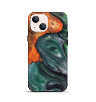 iPhone 13 mini Wood+Resin Live Edge Phone Case - Jeremiah (Green, 703373)