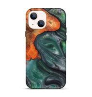 iPhone 14 Wood+Resin Live Edge Phone Case - Jeremiah (Green, 703373)