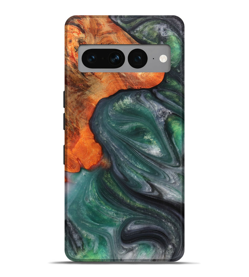 Pixel 7 Pro Wood+Resin Live Edge Phone Case - Jeremiah (Green, 703373)
