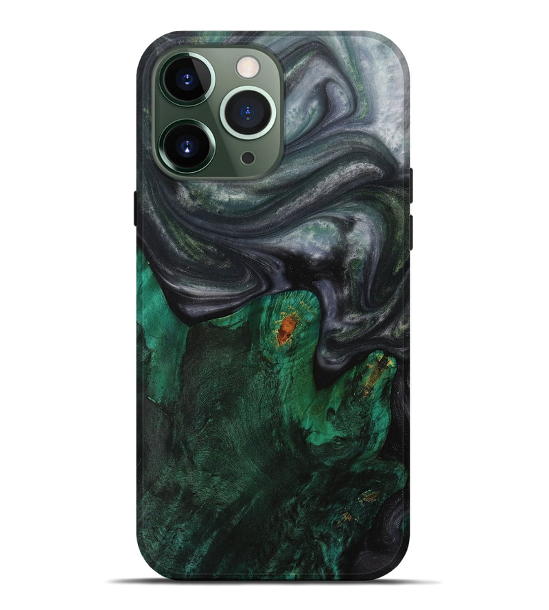 iPhone 13 Pro Max Wood+Resin Live Edge Phone Case - Julio (Green, 703374)